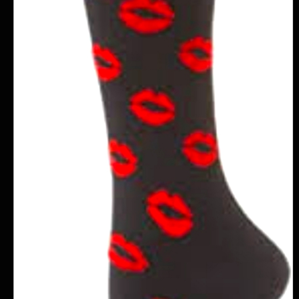 Red Lip Stick Compression Socks. Fits Size L. # 0042 - Picture 2 of 6